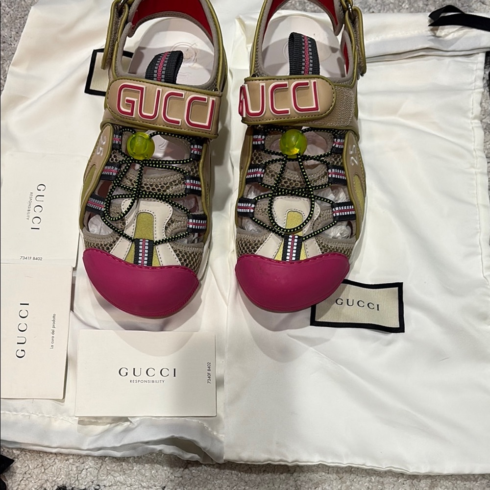 Gucci Vibrant Sandals with Pink Accents